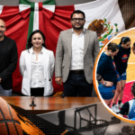 Pardo durante ceremonia de reconocimiento y en su faceta como entrenadora de un equipo femenil de basquetbol.